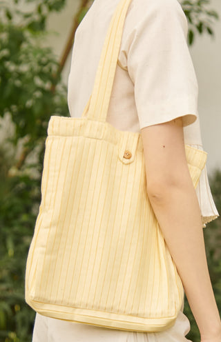 Pleated Tote Bag Yellow-TAKTAI