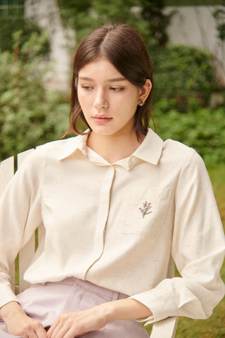 Lavender Shirt With Embroidery-TAKTAI - TAKTAI