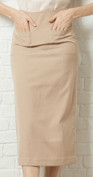 Rayon Brown Tie-Back Maxi Skirt