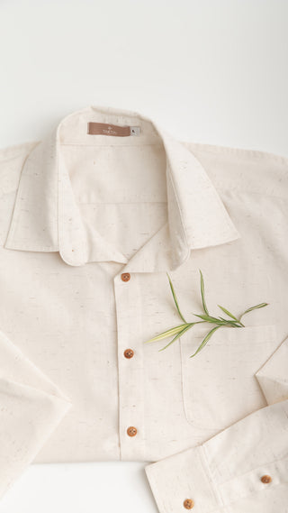 Fish Logo Long Sleeve Shirt with Wooden Button Detail - TAKTAI